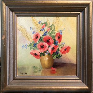 Authentic Verne Oil Painting. Floral Still Life. - chic decor